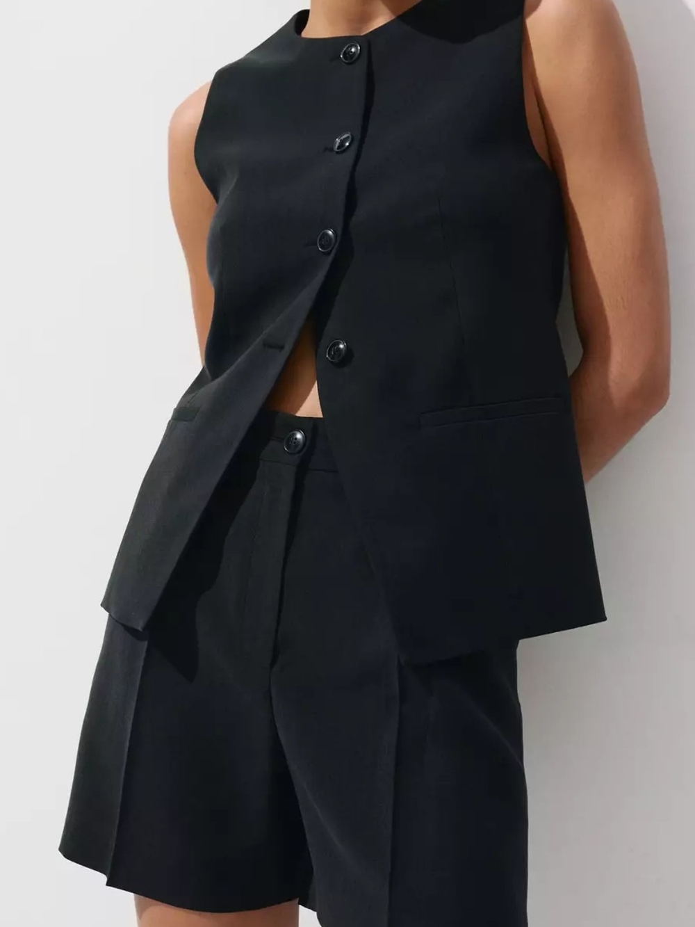 Mango Sleeveless Tailored Black Vest